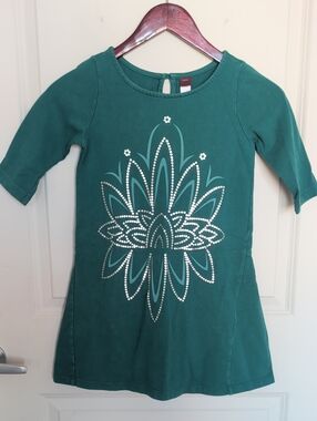 Tea Collection Teal Dress with Silver Stud Floral Mandala